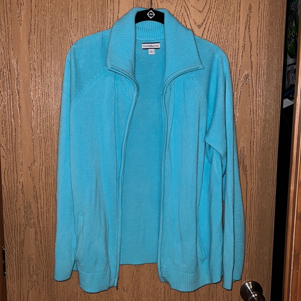 Turquoise zip-up sweater